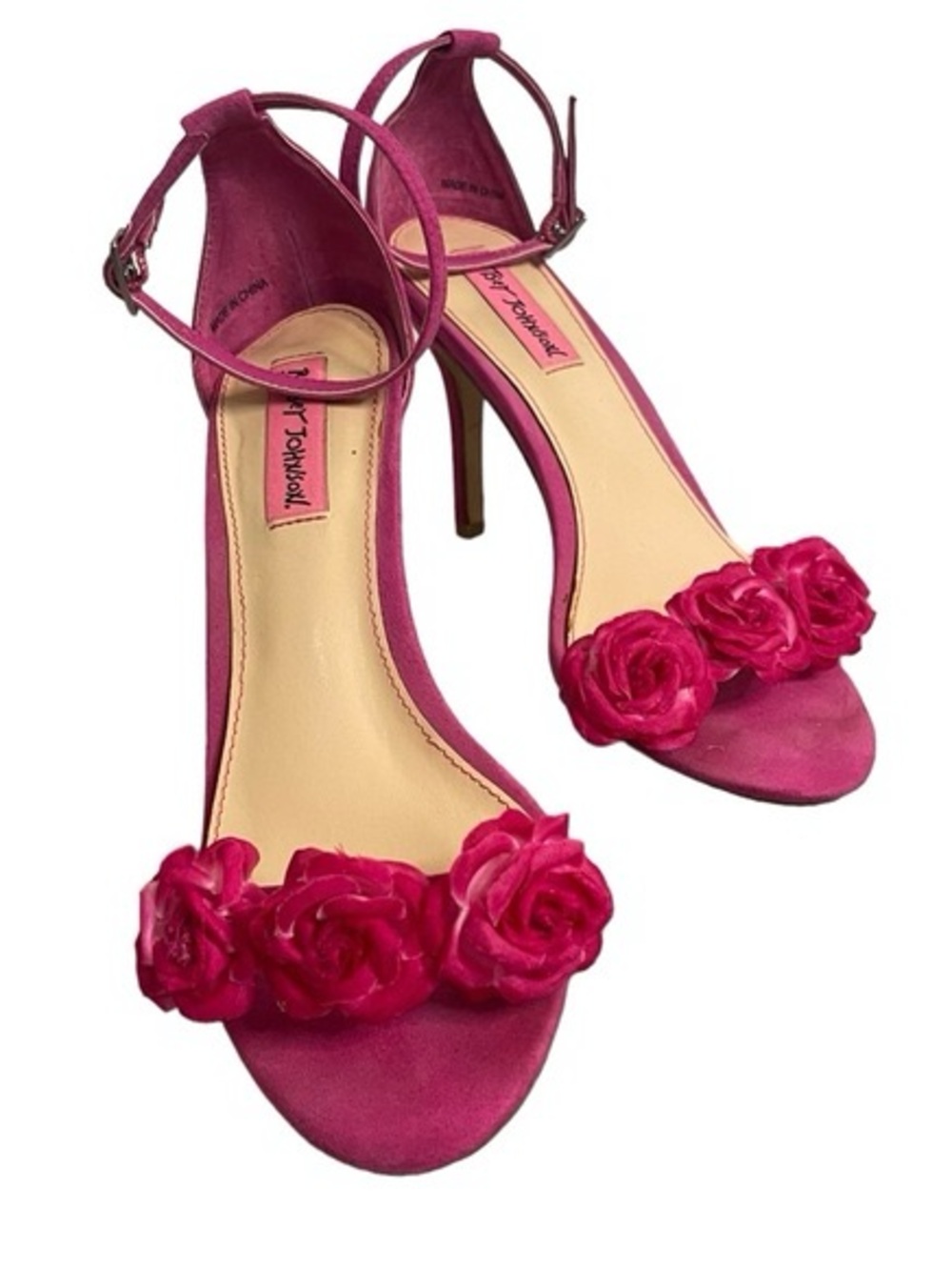 Betsey Johnson Bromme Fuchsia Ankle-Strap Floral Sandals
